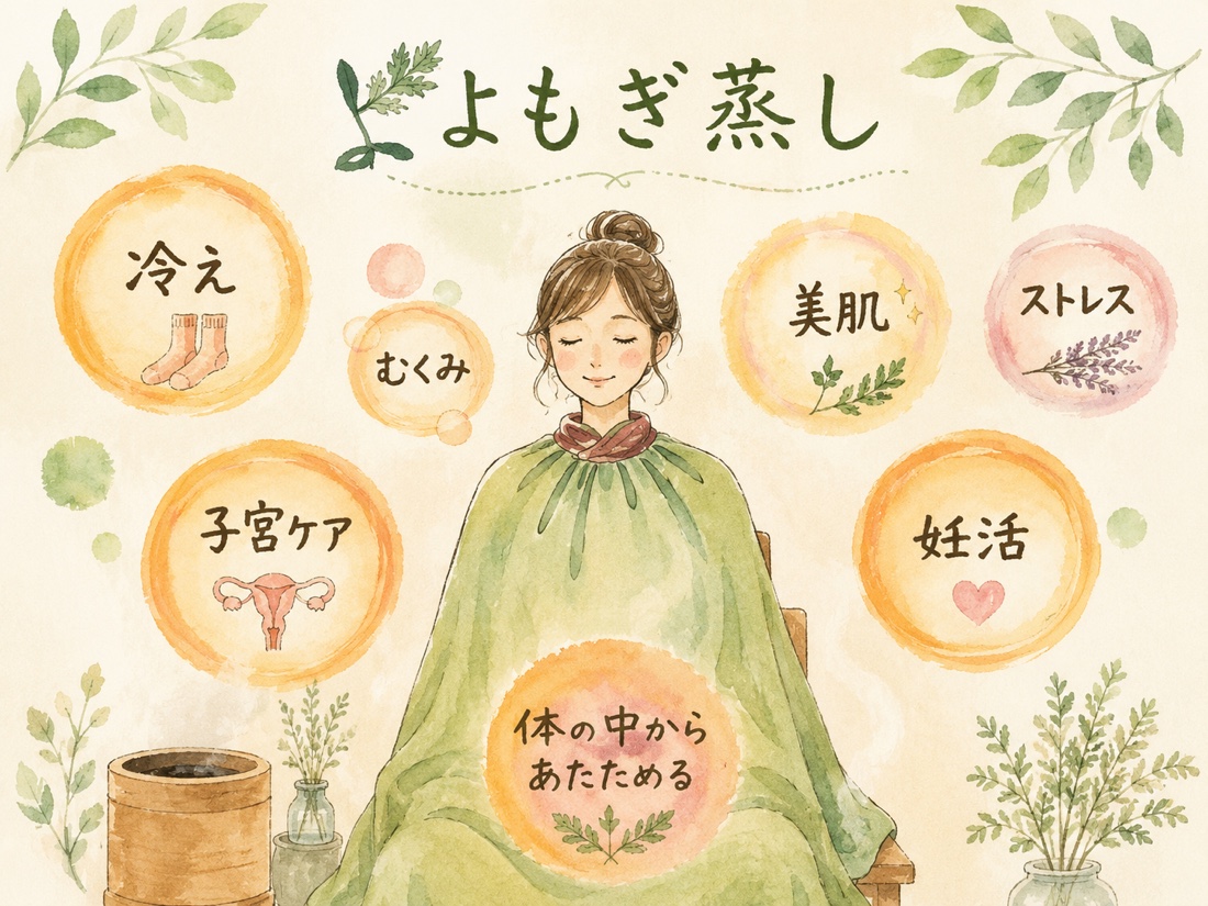 よもぎ蒸し 冷え・むくみ・美肌・ストレス・子宮ケア・妊活。体の中からあたためる。
